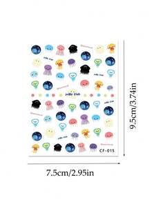 1张ins风彩色水母美甲贴纸创意海洋卡通可爱美甲贴纸DIY手账CCD手机壳装饰艺术贴纸 - 海洋 - 查看 6