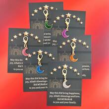 12件/6套开斋节快乐礼物彩色新月锌合金钥匙扣套装，开斋节庆祝卡片/精美 - 龙虾扣，耐用锌合金 | 送给爱人/朋友的理想之选 | 适用于生日、考试、毕业、日常鼓励、节日祝福、异地关怀 | - 送给女性、老师、妈妈、闺蜜的贴心礼物 - 六色彩月 - 查看 7