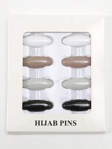 8pcs Solid Scarf Clips Hijab Pins - Multicolor - View 4