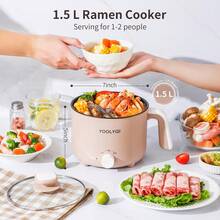 Hot Pot Electric: 1.5 L Portable Lazy Pot, Dual Power Regulation Ramen Cooker,Suitable For Ramen, Soup, Noodles, Oatmeal Non-Stick Pan, Dorm,Office Must Have Multi Shabu Shabu Pot - 美規B型插(110-127V) - 查看 3