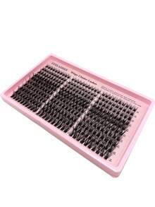 10-16mm Natural Curly Eyelash Clusters, DIY Eyelash Extension For Personal Use, Beauty Salons And Home Makeup - Daily Makeup, Lightweight Band, Beauty Enthusiasts Eyelash Clusters, Extend 300 Pieces C/D Curl Personal Eyelash Clusters, Natural Soft Eyelash DIY Extension, False Eyelashes - 黑色 - 查看 3
