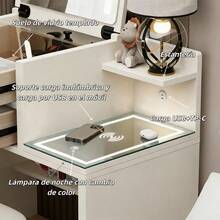 Tocador Mesita Influencer 700x400x830mm Blanco Con Tapa Abat - Negro - Ver 8