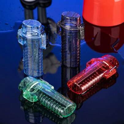 1 pieza Caja de almacenamiento de cigarrillos transparente y multifuncional, resistente al agua, Estuche para encendedor resistente al agua adecuado para encendedor BIC J6, Estuche de encendedor de metal a la moda y a prueba de explosiones, Estuche de encendedor vintage a prueba de viento y minimalista, Estuche de encendedor triple resistente al agua y a pruebas de caídas, Adecuado para encendedor BIC J6 de tamaño completo