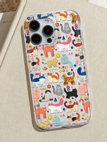 Variation Cute Cat Print Clear Case Compatible With IPhone 13/11/17/17pro/16/14/15/15pro/15 Plus/15 Promax/7plus/8plus/X/Xs Max/Xr/11pro/12pro/13pro/14pro/12mini/13mini/11promax/12promax/13promax/14promax/14plus/17pro Max/17Air/6/6s Plus/7/8/16Pro/16plus/16promax/Se2/17promax&Compatible With Samsung Galaxy/A54/A14/A12/A13/A15/A32/A33/A24/A52S/S20/S21/S22/S23/S24/S23Plus/S24ultra/S25/A15/A33/A23 - Multicolor - View 4