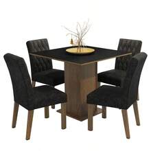 Juego de Comedor Mesa con Tablero de Madera 4 Sillas Livia Madesa - Marrón/Crema/Imperial - Negro - Ver 12