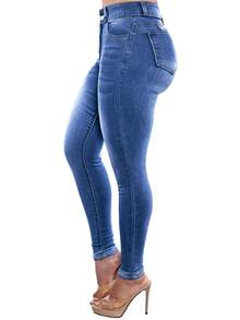 Women's Butt Lifting Jeans, High Stretch Leggings, Fashionable And Elegant, Suitable For Dates, Commuting, Casual Travel, Valentine's Day And New Year Wear - Dark Blue - View 2