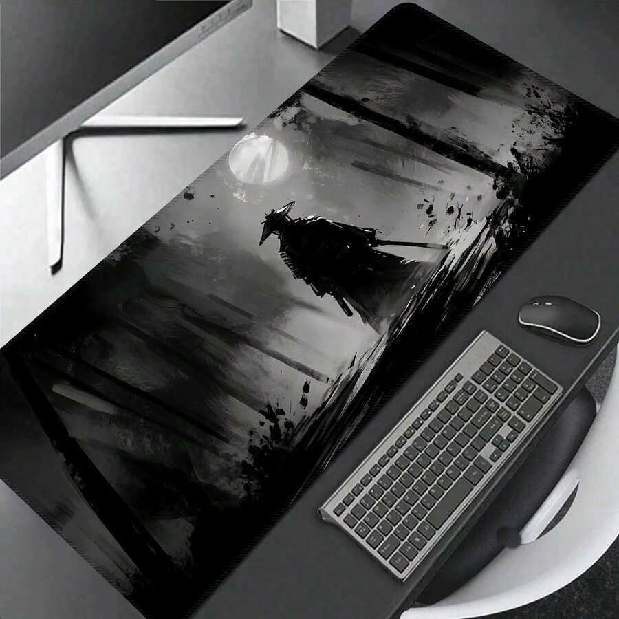Mousepad de Aquarela Samurai - Tapete de Teclado e Mouse de Tamanho Grande, Pode Ser Usado como Protetor de Mesa, Tapete de Estudo ou Tapete de Teclado. Múltiplos Tamanhos Disponíveis, 15,7*35,4 Polegadas (40*90 Cm). Um Presente de Aniversário e Feriado Ideal - Este Tapete de Teclado de Computador e Laptop é Adequado para Jogadores, Trabalhadores de Escritório e Estudantes. A Frente Apresenta um Material Suave e Macio de Alta Qualidade para um Toque Confortável - B - Visão 1