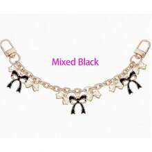 1/2Pcs Black Pink Bow Purse Chain Charm Bow Bag Charm Chain Bow Chain Strap Replacement Alloy Bag Extender Chain With Enamel Pink Bowknot Charms Handle Extender Decorative Bag Chains For Wallets Handbags - 彩色 - 查看 16