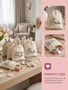 10pcs/Set Drawstring Gift Bags With "Bride" Or "Bridesmaid" Patterns, Ideal For Wedding Favors, Bachelorette Party Gifts, And Bridesmaid Gifts. Creative Wedding Gifts And Party Favors. - Multicolor - View 6