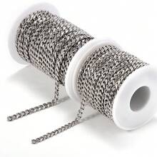 1m Stainless Steel Chunky Flat Cuban Chain, Punk Style Jewelry Making, DIY Necklace Bracelet Accessories - Chain - View 2