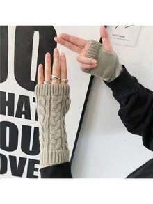 Guantes sin dedos de lino negro 100%, apropiados para el calor del otoño/invierno, excelente regalo para el Día de San Valentín - multicolor - Ver 8