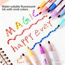 6-12 Colors Student Eye-Protecting Double-Headed Fluorescent Highlighter Pens & DIY Holiday Cards, Easy To Write, Vibrant Colors, Back To School Essential Highlighter Set - Sets - View 5