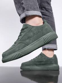 Nuove scarpe unisex con suola spessa per coppie, stile coreano alla moda, sneaker sportive per tutte le stagioni, scarpe da skate bianche traspiranti con suola piatta, scarpe versatili - Verde militare - Visualizzare 3
