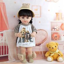 DIY发型可爱仿真乙烯基娃娃22英寸精致逼真重生娃娃陪伴玩耍玩具节日礼物 - Vinyl Body Doll - 查看 6