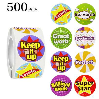 500pcs/Roll 1 Inch Motivational Quote Stickers, Suitable For Teachers, Adults, Parents, Classroom, School, Work, Study, Training, Encouragement Stickers, Back To School Decorative Stickers