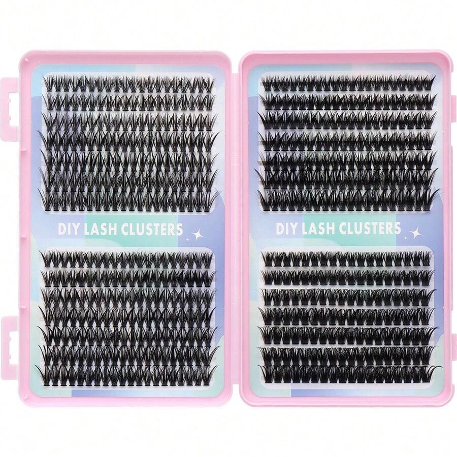 D Curl High Capacity Individual Eyelashes Book For Beginner, 10D20D30D40D50D60D80D Mix Style Dense Creling Segment Lashes Extension, DIY Makeup Beauty Fake Eyelash Books For Different Eye Makeup, Long Lasting Fluffy Thick Natural Look False Wispy Lash Suitable For Daily Outings, Travel, Photography, Gatherings, Weddings, And Makeup