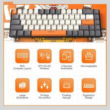 ATTACK SHARK K68 60% Wireless Mechanical Gaming Keyboard, Dual Mode Bluetooth 5.0/2.4GHz Dual Mode Receiver, Compact 68-Key Hot-Swappable Gaming Keyboard, Linear Red Switch Suitable For PC - Multicolor - View 5