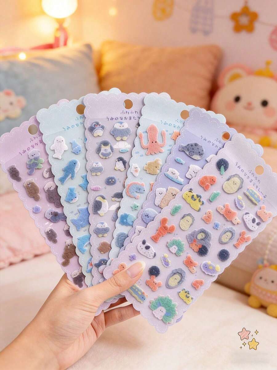 海洋动物毛毡贴纸，奖励贴纸，教育手工装饰品，DIY手机壳和笔记本装饰