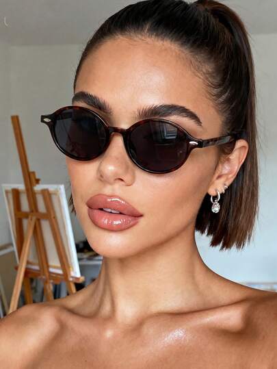 1 par de gafas de moda con montura redonda y estampado de leopardo, unisex. Adecuadas como accesorios de playa para mujeres, para el uso diario, vacaciones en la playa y estilo callejero. Gafas personalizadas, regalo casual, estilo universitario, temporada de vuelta al colegio.