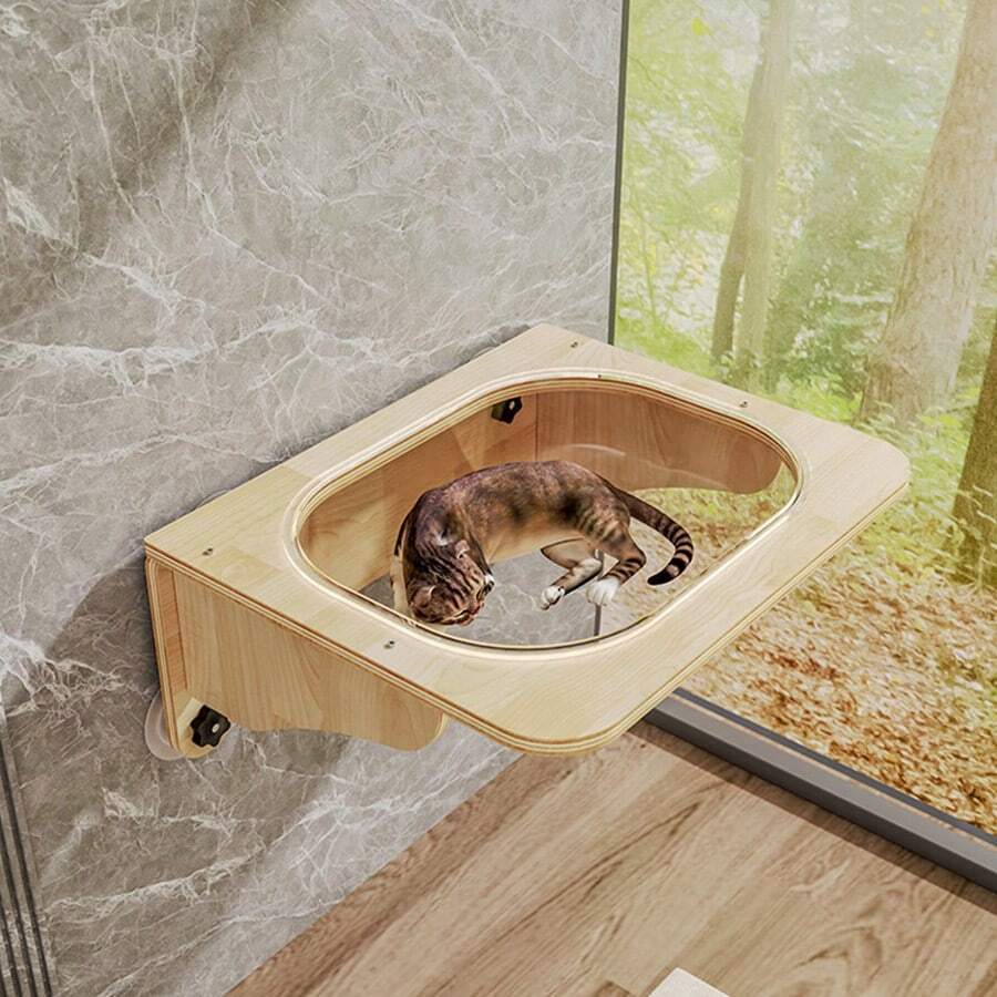 Suction Cup Space Capsule, Cat Hammock, Hanging Nest, Pet Glass Hanging Bed, Wall-Mounted Stable Without Drilling, Cat Aerial Playground, Can Play And Sleep, Suction Cup Space Capsule, Sisal Scratching - one-size - View 1