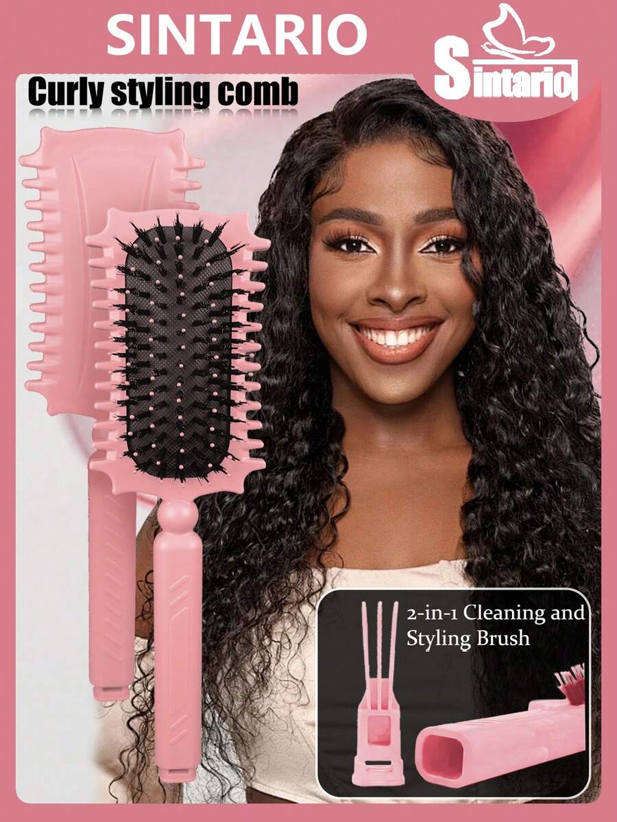 Curling Wet Hair Brush, Soft Bristle Comb, Reduces Hair Pulling And Curl Separation, Round Teeth, Unisex Styling Tool - Multicolor - View 1