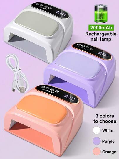 无绳UV LED美甲灯，带手枕，2000mAh可充电快速固化灯，U型设计，在家或美甲沙龙都能舒适地进行美甲，理想的新年生日礼物，美甲用品