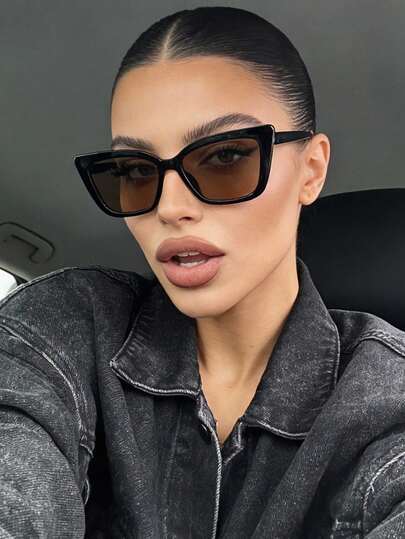 1pc Multifunctional Cat Eye Oversized Fashion Glasses, Vintage Elegant, Suitable For Women For Daily Wear, Travel, Beach, Music Festival, Autumn/Winter