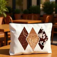 时尚西部风化妆包 - 几何牛仔布设计，送给女性、教师、朋友、家人的完美礼物 - 多色 - 查看 6