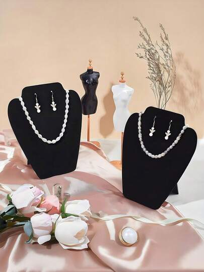 1/10 حامل عرض مجوهرات بشكل نصفي، رف عرض قلادة وأقراط، حامل عرض مجوهرات بشكل برجي، مناسب لعيد الحب وموسم العودة إلى المدارس