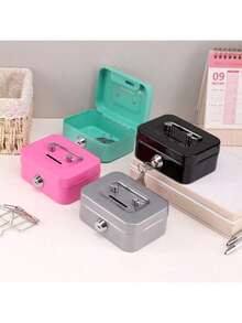 Hucha mini con cerradura - Hucha de adulto con cerradura de llave, diseño con asa superior, adecuada para uso diario en la oficina, regalo perfecto para Halloween y Navidad - Versión clave - Ver 4