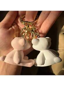 2个可爱小熊和小兔子树脂钥匙扣吊坠，送给朋友、女朋友、情侣的礼物，适合情人节、派对、生日等场合。 - 2pcs - 查看 3