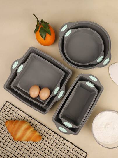 1pc Versatile Baking Mold Set, Silicone Cake Mold With Handles, Round/Square/Rectangular Sizes, Suitable For Cakes, Breads, Macarons, Cookies, Easy Release & Heat Resistant, Great For Weddings, Birthdays, Back To School, Parties