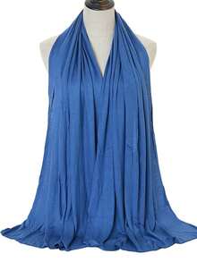 1 chiếc khăn trùm đầu Hijab cỡ lớn màu trơn mềm mại thường ngày cho nữ, khăn trùm đầu dài, khăn xếp cổ điển cho quần áo Abaya có mạng che mặt - Màu xanh denim - Xem 7