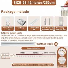 4-In-1 Self-Adhesive + Punch Hole Dual Fixing Curtain Track System - Ceiling/Wall Mountable, Freely Combinable, Easy Installation, Suitable For Bathroom, Windows, Room Dividers, Cabinets And More Scenarios - Adhesive and Drillable Installation Model - View 21