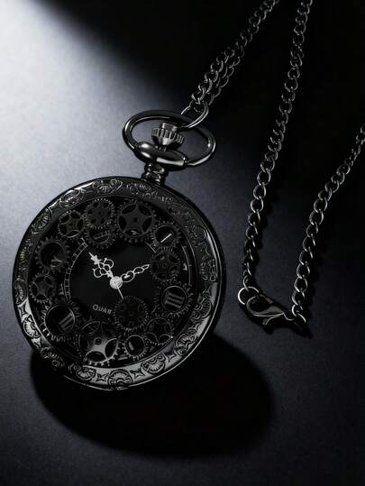 1pc Casual Alloy Material Fashion Roman Numeral Flip Cover Vintage Pocket Watch