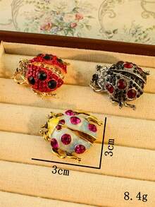 1 chiếc ghim cài áo hình bọ rùa bảy sao đính đá pha lê sang trọng, phụ kiện trang trí cho áo vest, áo khoác, khăn quàng cổ của nữ. - bọ rùa - Xem 4