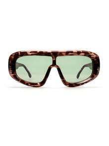 زوج من النظارات الشمسية ذات الإطار الهندسي الكبير الحجم، نظارات شاطئية عصرية، إكسسوار شاطئ للنساء، متعددة الاستخدامات وأنيقة، مناسبة للخروجات العائلية والسفر والأنشطة الخارجية - أزرق - مشاهدة 4