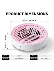 LIMEGIRL 美甲粉尘收集器，适用于亚克力美甲粉尘收集器、美甲粉尘风扇、美甲清洁设备 - 高功率低噪音美甲粉尘提取器，适用于凝胶美甲沙龙和家庭使用，适合自用和送礼，粉色和白色 - 彩色 - 查看 9