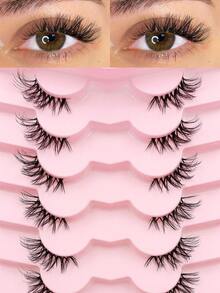 7 Pairs Clear Band False Eyelashes, 3D Mink-Like Fluffy & Soft Natural Long Reusable Eyelashes, Suitable For Daily Use,Strip Lashes, Lashes, Eyelashes - Half Eyelashes - View 5