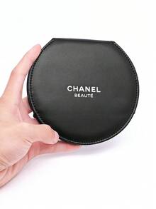 CHANEL Adjustable Makeup Mirror, Black Round Mirror With Leather Tilting Stand And Leather Protective Case - Black - View 5