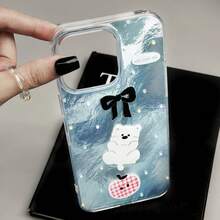 1个冰川漩涡闪光扎染蝴蝶结卡通小狗创意手机壳，兼容 11 12 13 14 15 16 17系列，适合作为礼物送给家人、朋友以及各种节日礼物 - 彩色 - 查看 5