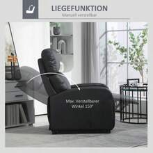 Reclining TV Armchair With Relaxation Function, In Black Faux Leather, Comfortable Lounge Chair For The Living Room And Relaxation - Black - View 4