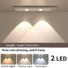 1pc Modern LED Cabinet Light, Motion Sensor LED Cabinet Light, Motion Sensor Bar Light, Cat Eye Small Mountain Light Effect, Built-In Adhesive Wireless Magnetic USB Rechargeable, 3-Color Dimmable - Suitable For Kitchen, Bedroom, Wardrobe, Display Cabinet, Home Decor Lighting, Fashionable Modern Design, Lightweight Plastic Construction, Adjustable Brightness, Home Organization, Kitchen Upgrade, Battery Capacity: 150/200/300/400/500mAh - Cat's Eye Cabinet Light - View 15