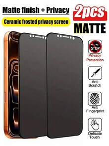 2片装磨砂隐私屏幕保护膜，兼容 17 Pro Max/17 Pro/17/16 Pro Max/15 Pro Max/14/13/12/11/Xs/Xs Max/Xr系列。采用TPU软膜材质（非钢化玻璃/陶瓷膜），防碎防震 | 隐私功能确保屏幕内容仅正面可见 - 黑色 - 查看 33