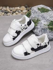 1双男女童休闲鞋，魔术贴搭扣，时尚简约，软底舒适，适合日常穿着、上学、休闲，平底运动鞋 - 白色 - 查看 5