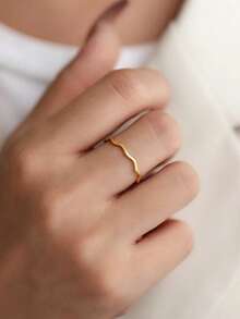 1 pièce Bague élégante pour femme, convient pour le mariage, les fiançailles, les fêtes, cadeau de la Saint-Valentin - Or jaune - Voir 4