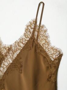 Model Terbaru Atasan Camisole Seksi dengan Hiasan Renda untuk Wanita, Cocok untuk Musim Panas. - Mustard Yellow - View 9