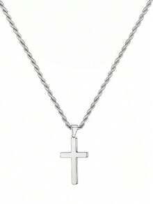 1pc 3pcs Simple Fashion Cross Necklace Glossy Cross Necklace Sweater Necklace Gold And Silver Black Necklace Hip Hop Suitable For Men's Daily Life Gifts For Men Birthday Gift Anniversary Gift Punk Style Necklace For Weddings Celebrations And Parties Musty Office Outfits Accessories Casual Accessories - Multicolor - 查看 8