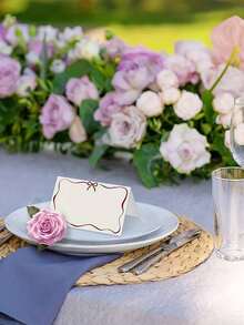 10/20/50张红色蝴蝶结波浪边空白席位卡，适用于宴会、婚礼、婴儿派对、生日派对 - 彩色 - 查看 6