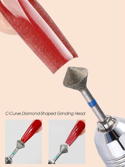 Professional Diamond-Shaped Grinding Head For Nail Drill - Precision Nail Tech Tool For Removing Excess Glue, Cuticles & Dead Skin, C-Curve Shaping For French Manicure & Nail Polishing, Salon & Home Use